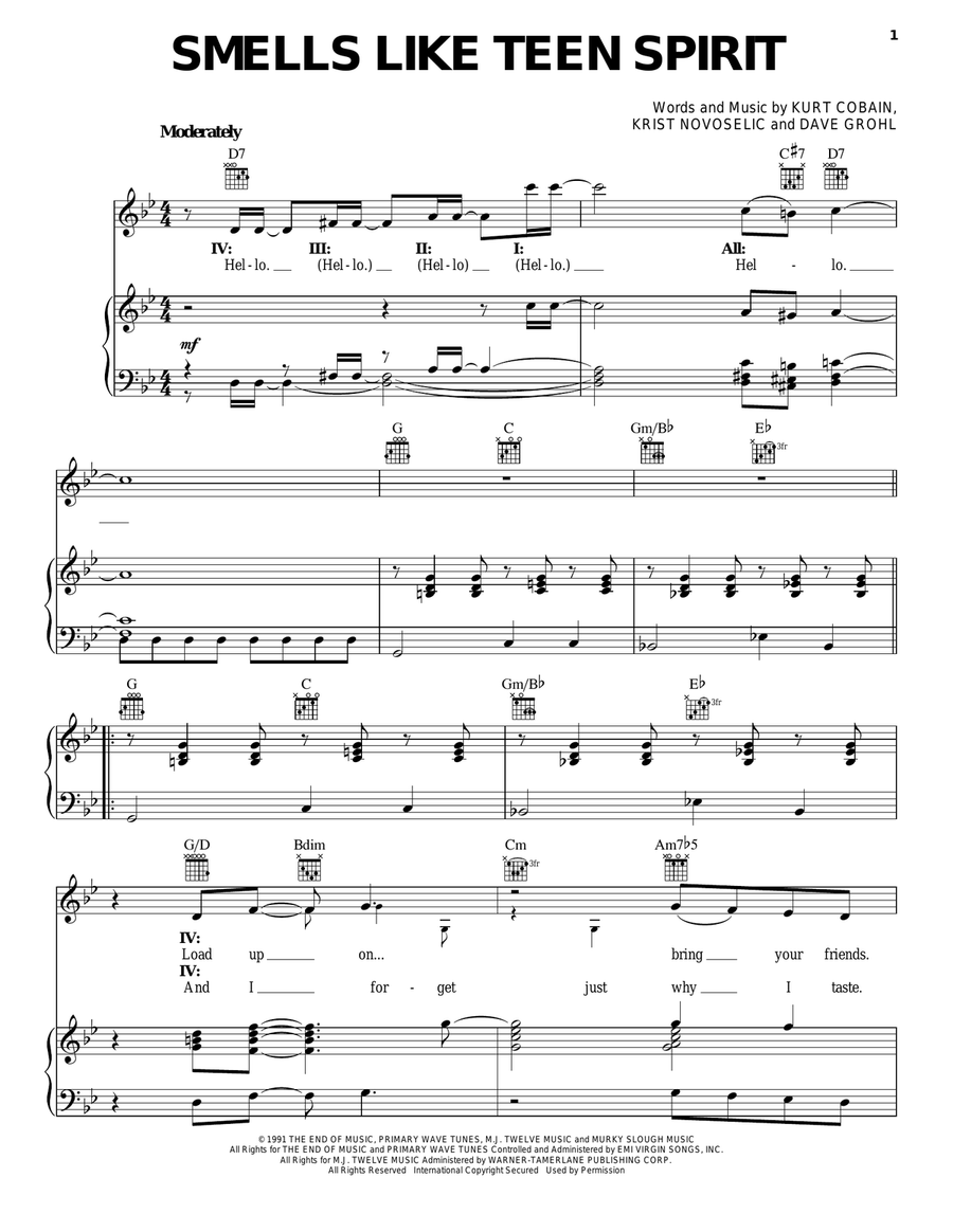 Smells Like Teen Spirit Guitar scores gallery preview page 1