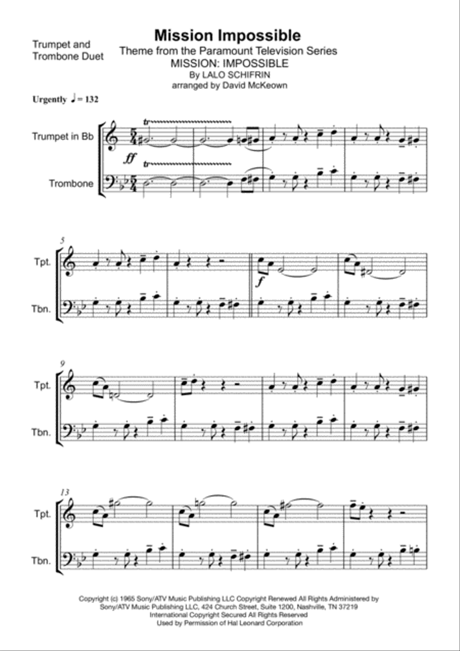 Mission: Impossible Theme from the Paramount Television Series MISSION: IMPOSSIBLE Brass Duet scores gallery preview page 2