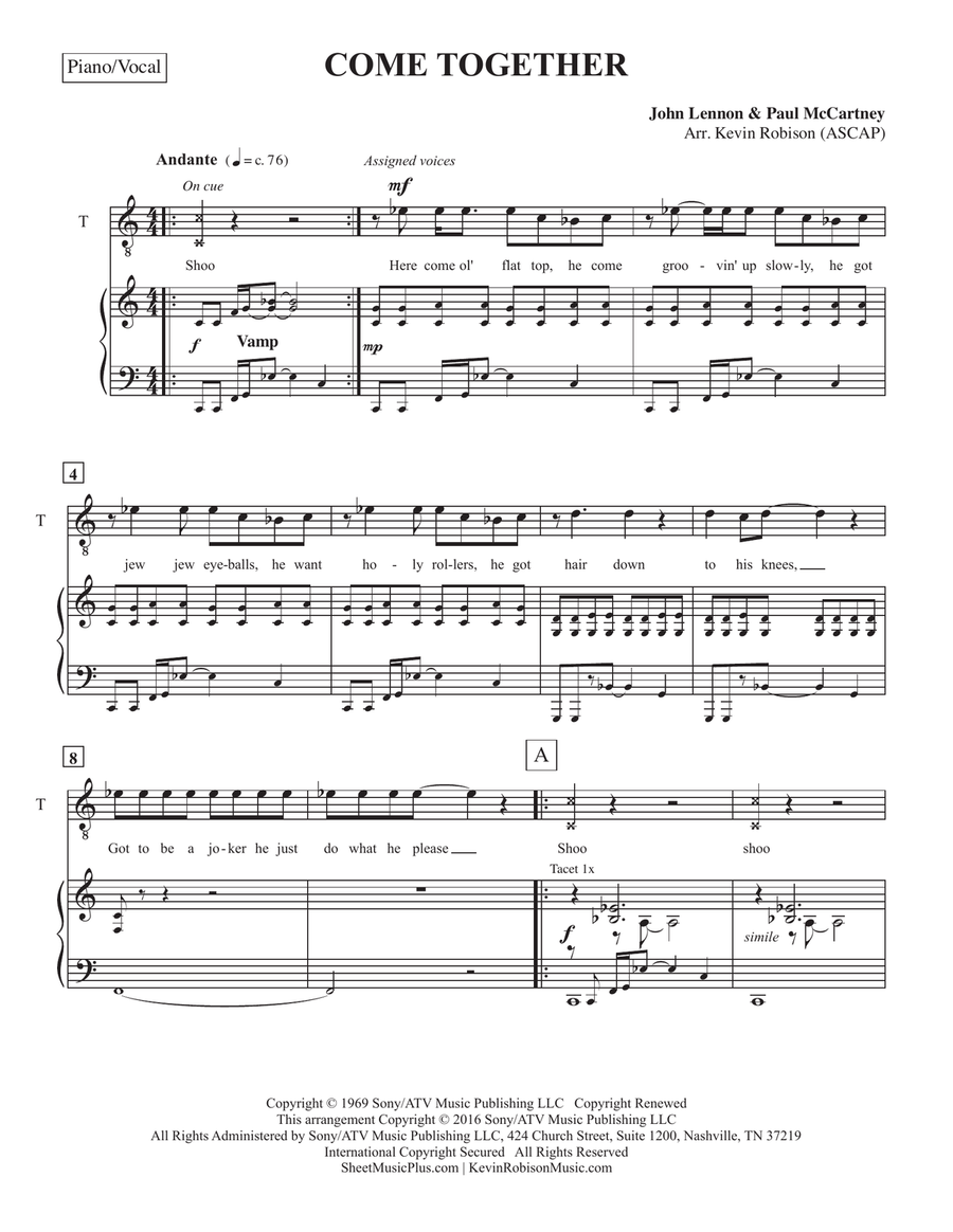 Come Together Come Together TTBB scores gallery preview page 1