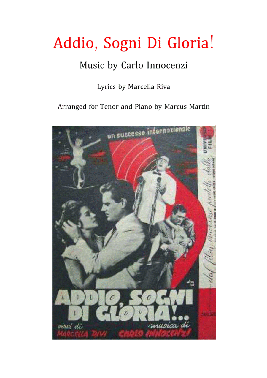 Addio Sogni Di Gloria Tenor Voice scores gallery preview page 1