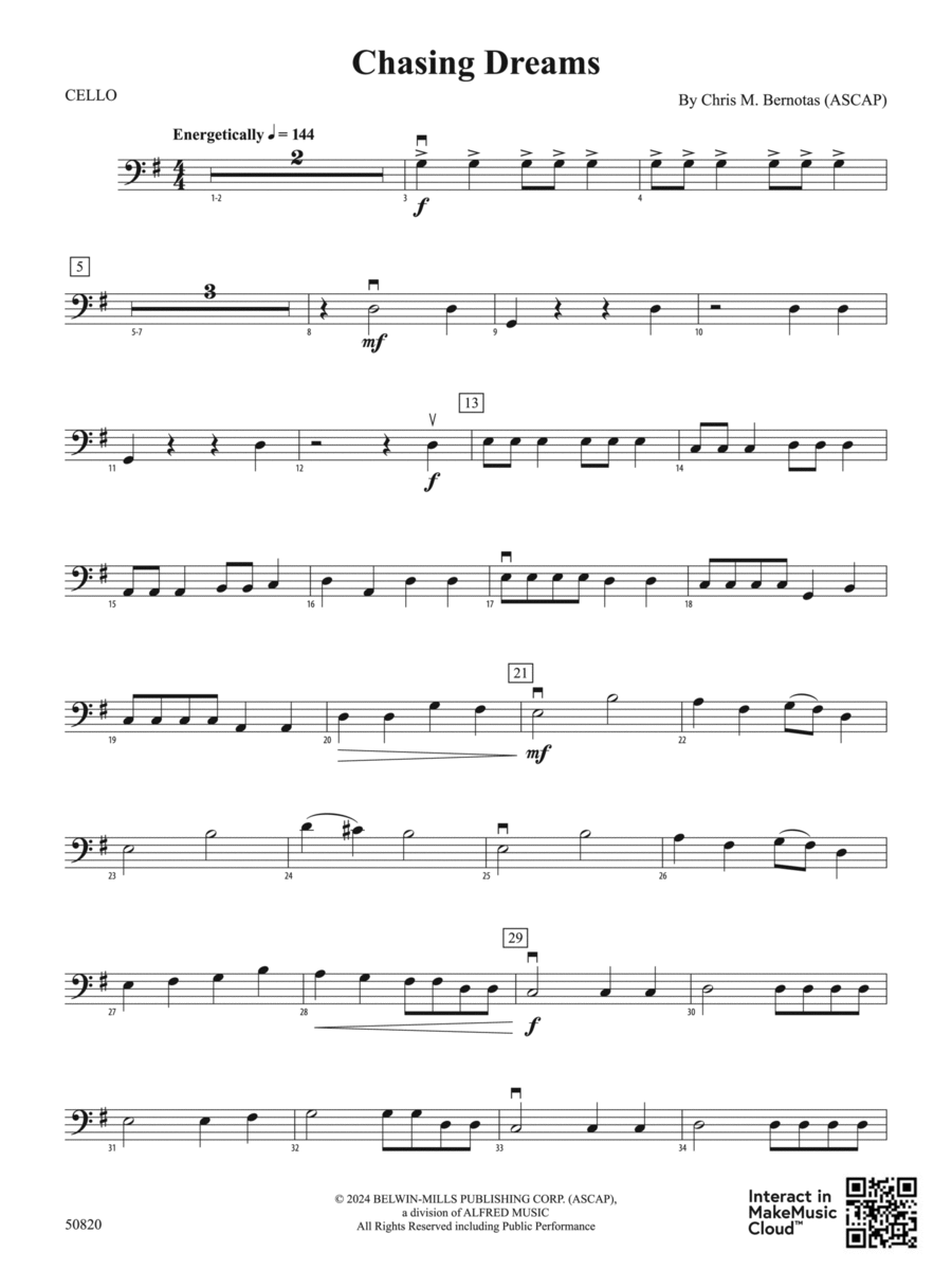 Chasing Dreams: Cello Chasing Dreams: Cello String Orchestra scores gallery preview page 1