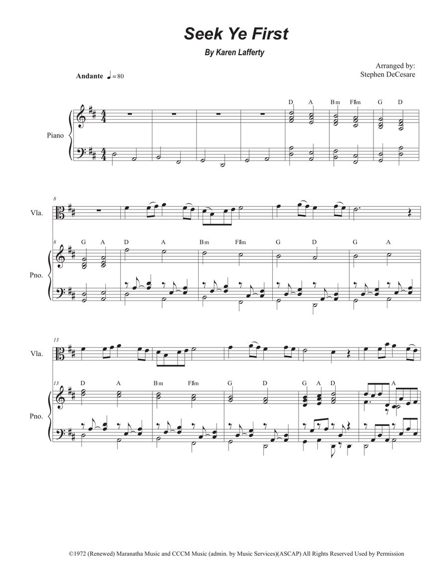 Seek Ye First Viola scores gallery preview page 1