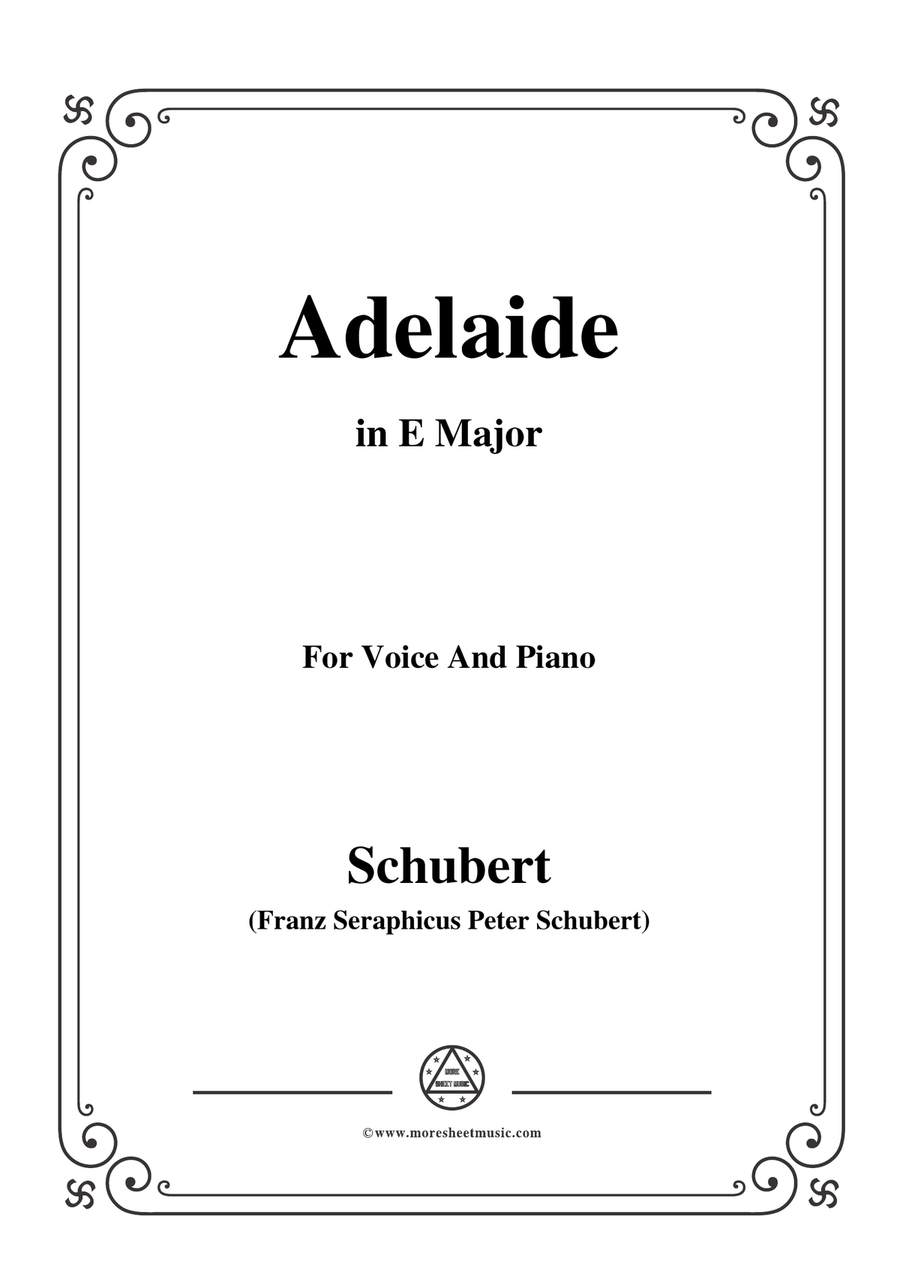 Schubert-Adelaide,in E Major,for Voice and Piano