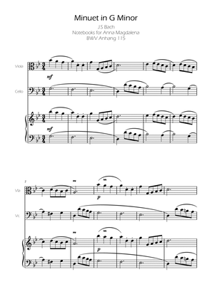 Book cover for Minuet in G minor BWV Anh. 115 - Bach - Viola and Cello