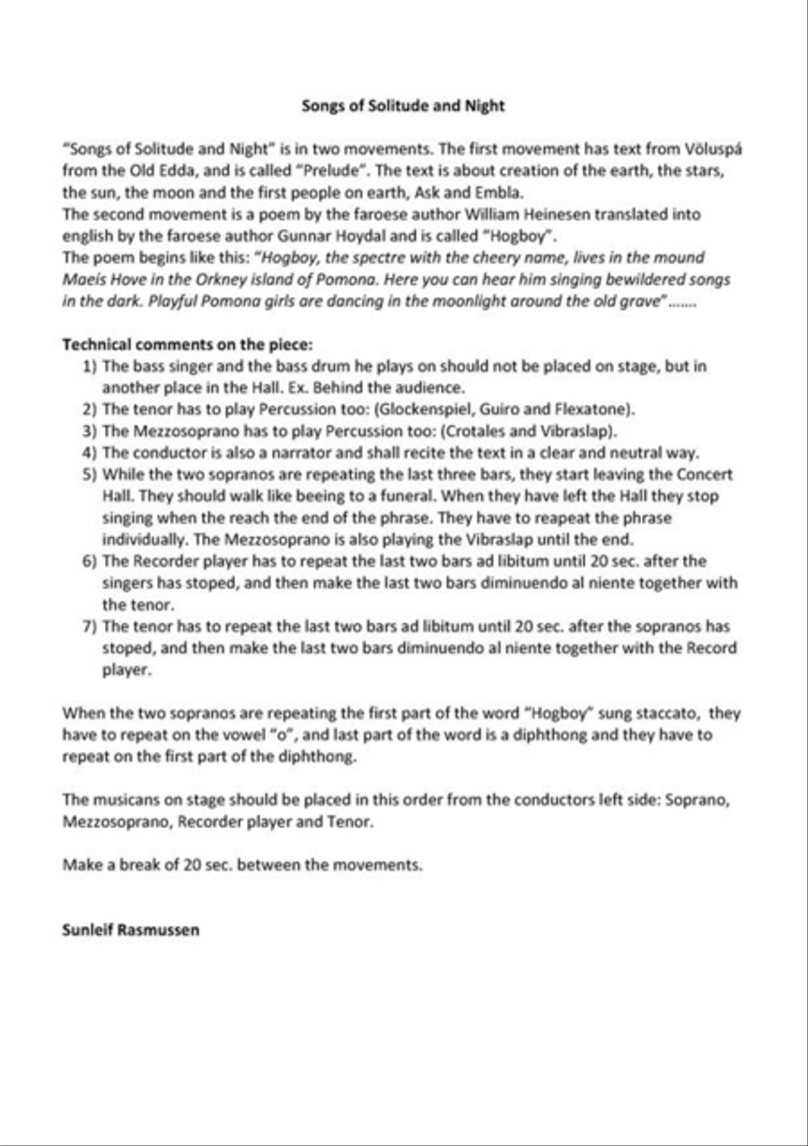 Songs of Solitude and Night (Score) 4-Part scores gallery preview page 3