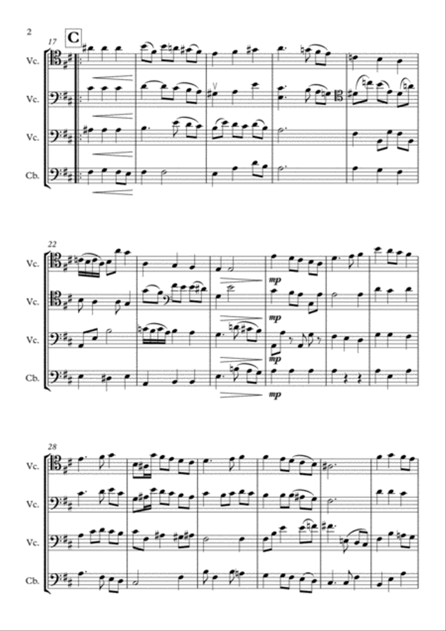 Sarabande of Partita No. 1 in D minor, BWV 1002 String Duet scores gallery preview page 2