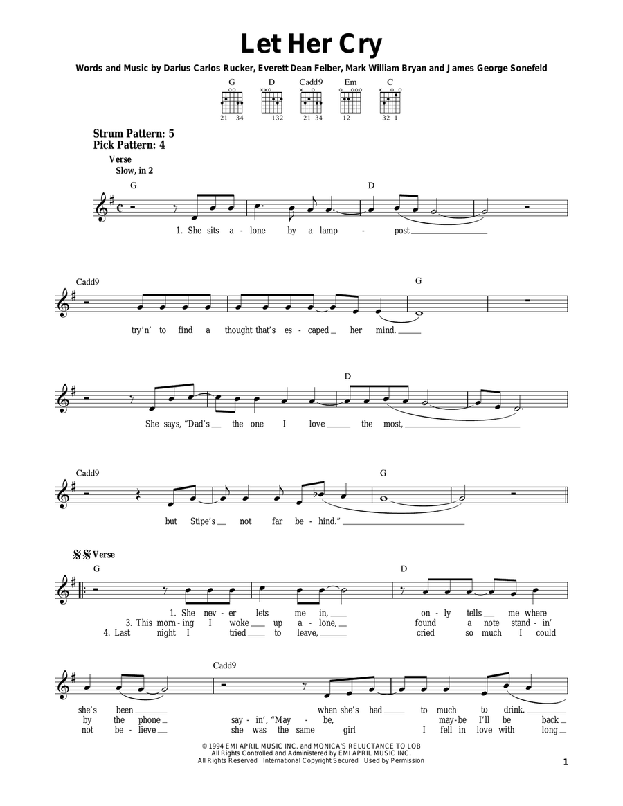 Let Her Cry Let Her Cry Acoustic Guitar scores gallery preview page 1
