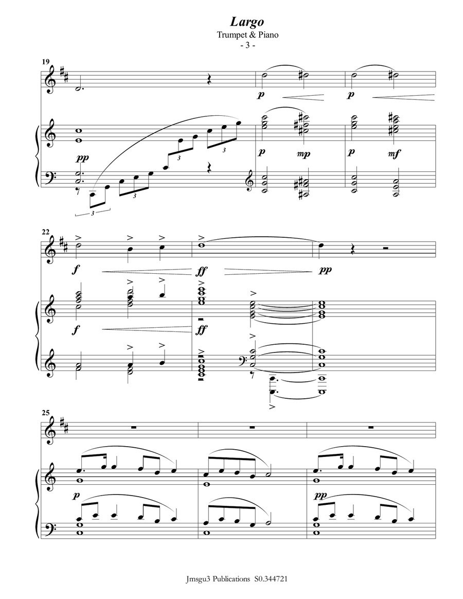 Dvořák: Largo from the New World Symphony for Trumpet & Piano B-Flat Trumpet scores gallery preview page 3