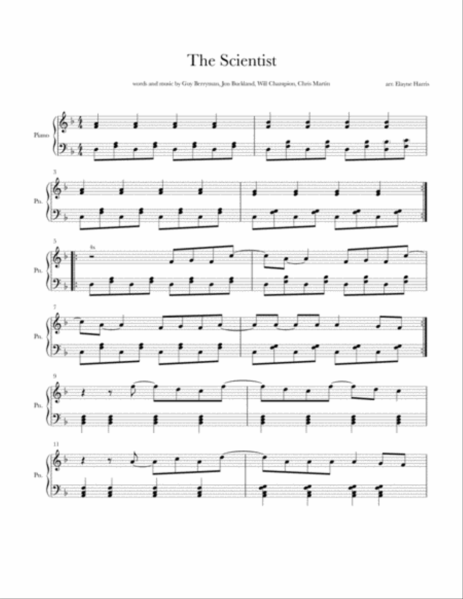 The Scientist The Scientist Piano Solo scores gallery preview page 1