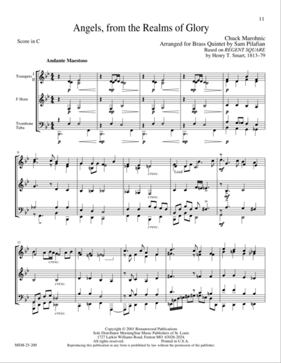 Angels from the Realms of Glory (Regent Square) Brass Quintet scores gallery preview page 1