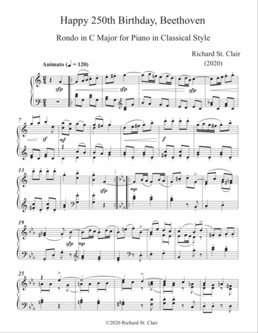 Happy 250th Birthday, Beethoven - Rondo in C Major in Classical Style (2020) Piano Solo scores gallery preview page 3