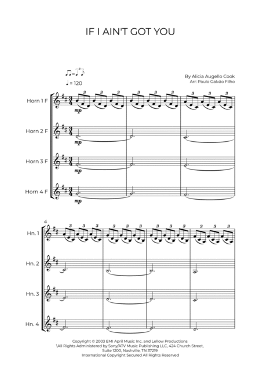 If I Ain't Got You Brass Quartet scores gallery preview page 2