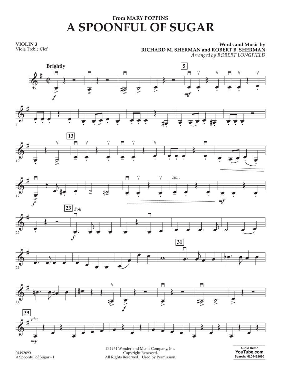 A Spoonful of Sugar (arr. Robert Longfield) - Violin 3 (Viola Treble Clef)