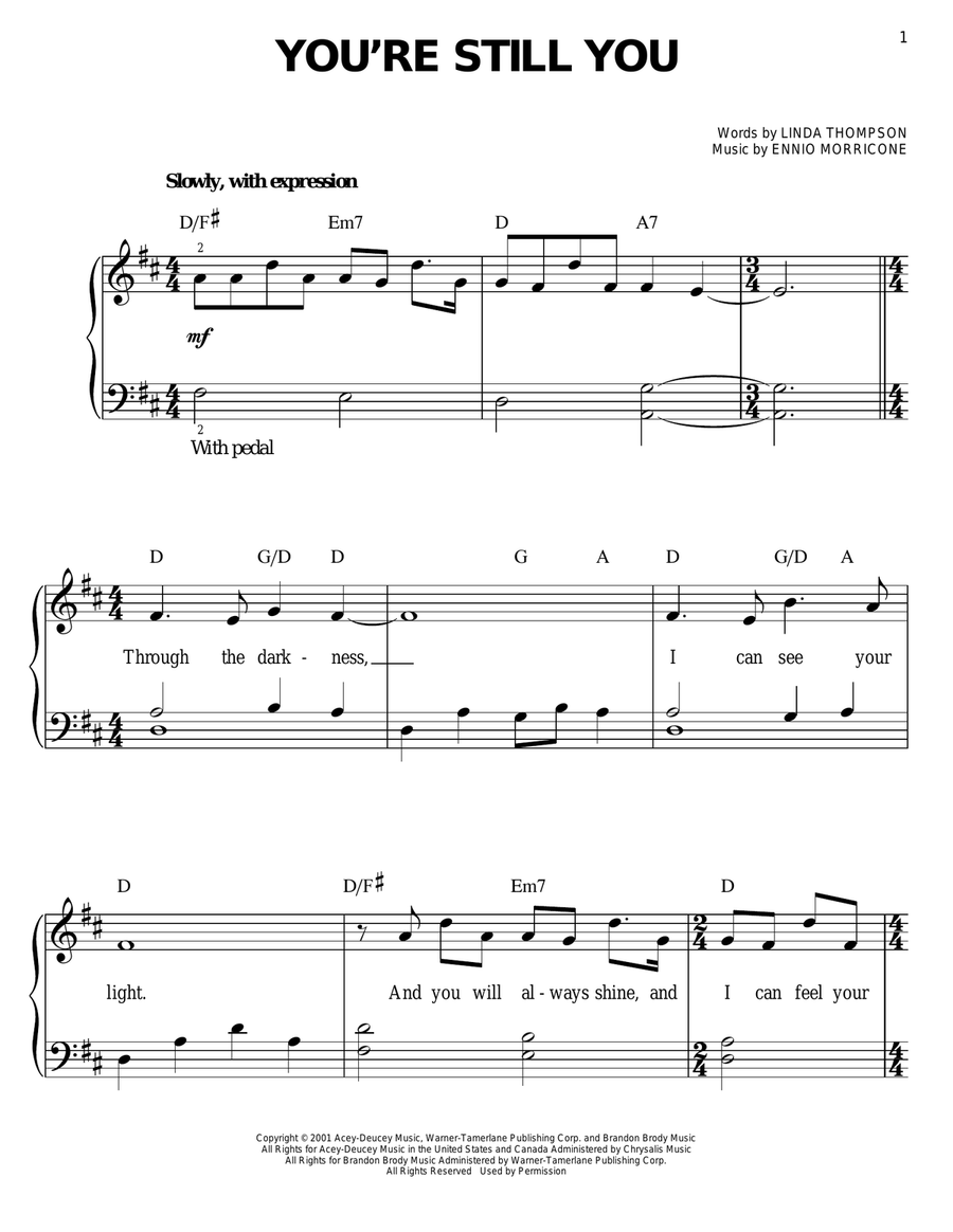 You're Still You Easy Piano scores gallery preview page 1