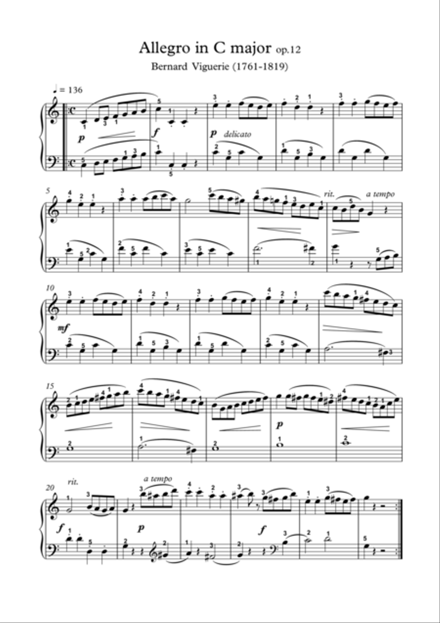 Allegro in C major Piano Solo scores gallery preview page 1