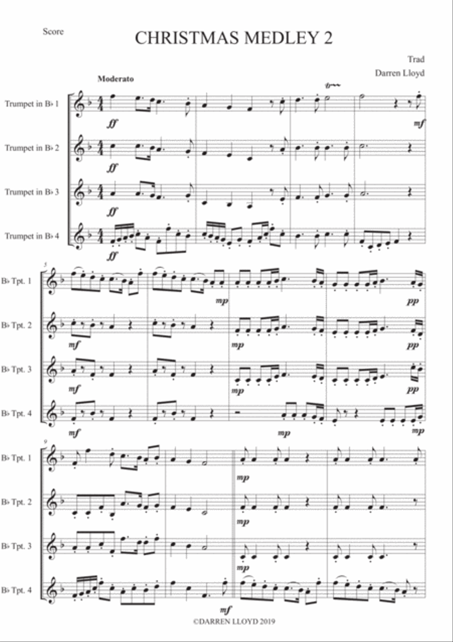 A Christmas Medley 2 - Trumpet Quartet Brass Ensemble scores gallery preview page 1