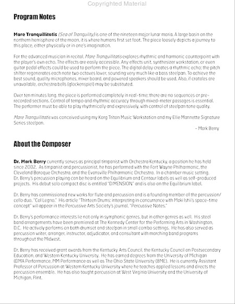 Mare Tranquillitatis Percussion scores gallery preview page 3