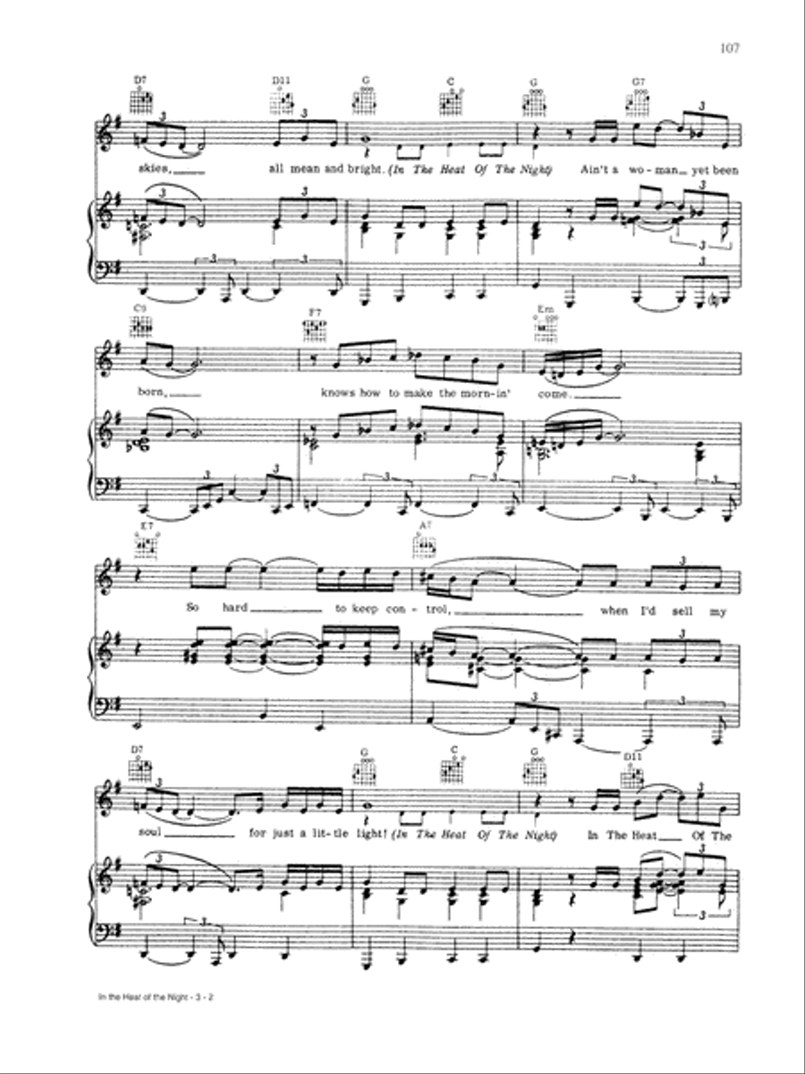 In the Heat of the Night Piano, Vocal, Guitar scores gallery preview page 2