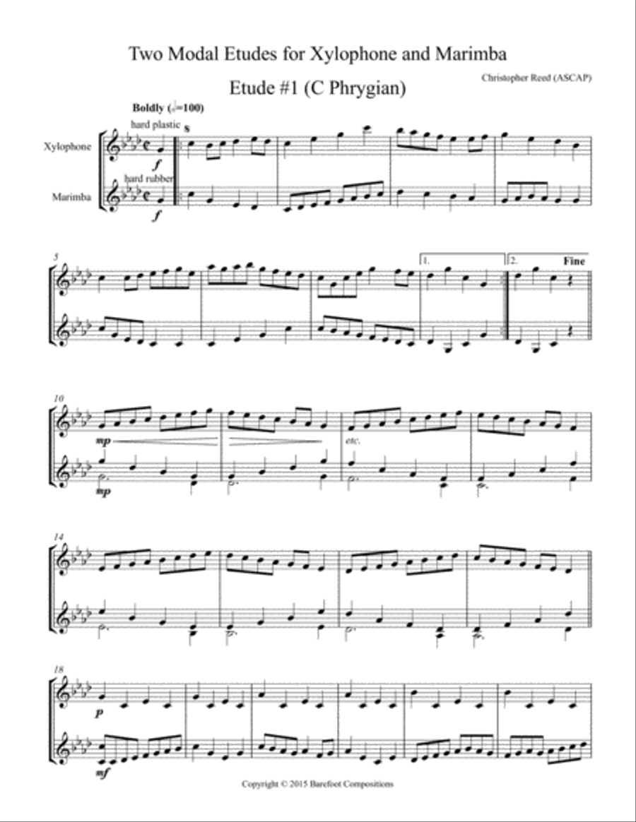 Two Modal Etudes Marimba scores gallery preview page 1
