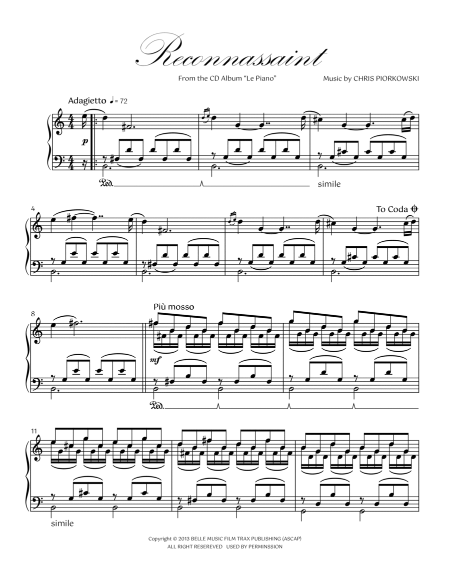 RECONNASSAINT RECONNASSAINT Piano Solo scores gallery preview page 1