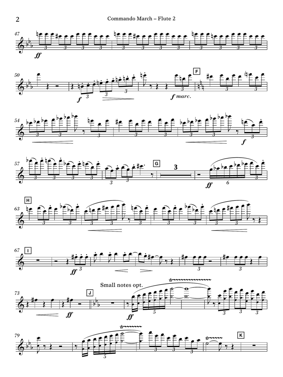 Commando March - Flute 2 Concert Band scores gallery preview page 2