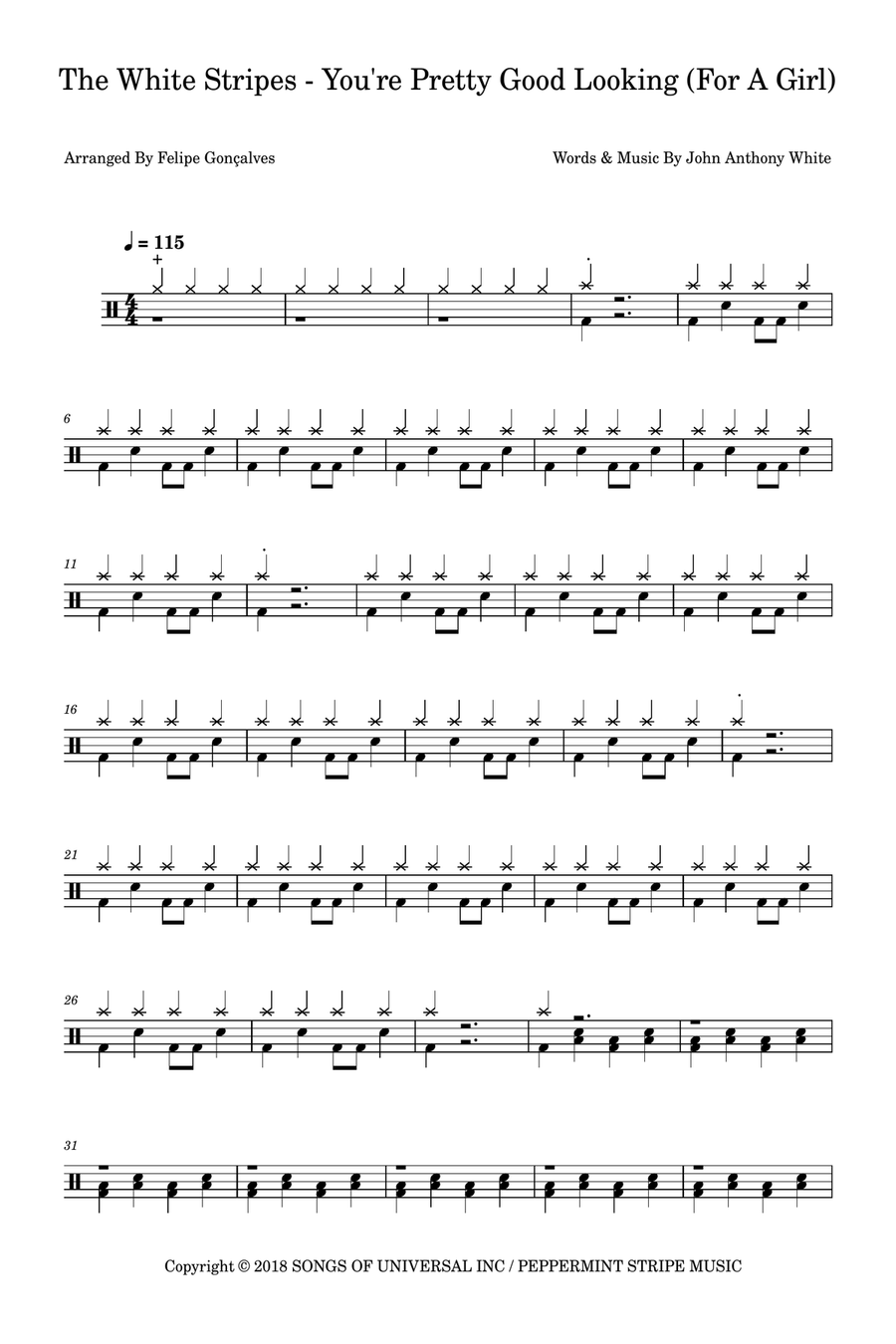 You're Pretty Good Looking (For A Girl) Drum Set scores gallery preview page 1