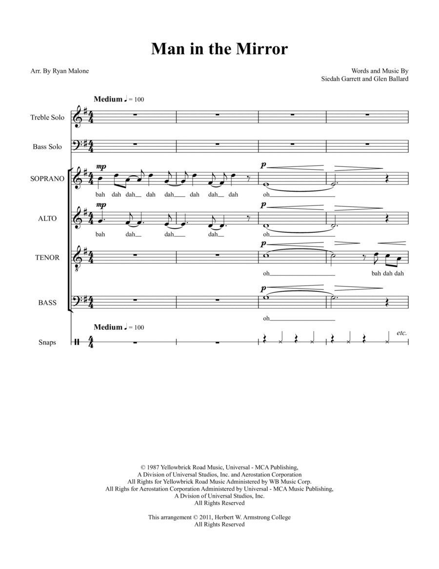 Man In The Mirror 4-Part scores gallery preview page 1