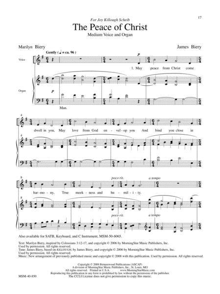 The Peace of Christ Three Vocal Solos for Weddings and General Use image number null