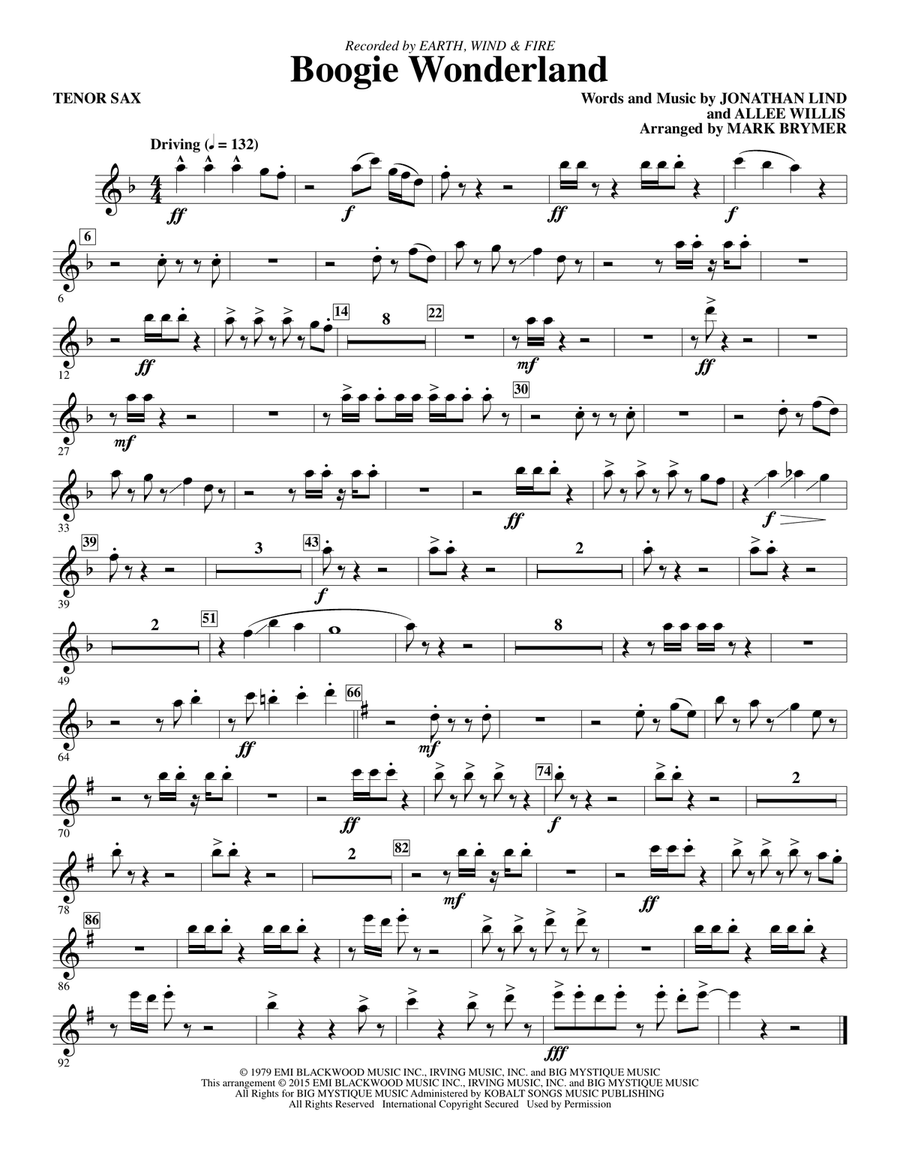 Boogie Wonderland - Tenor Saxophone