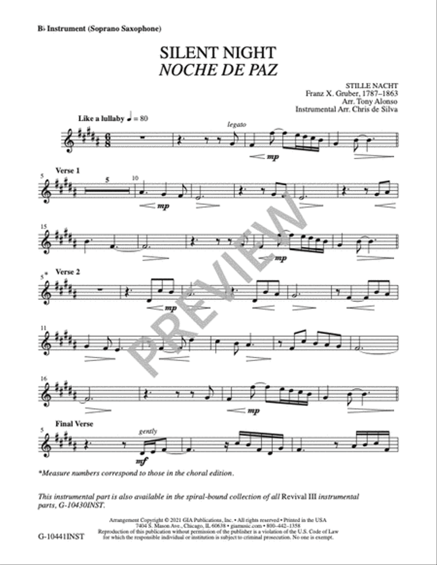 Silent Night, Holy Night - Instrument edition