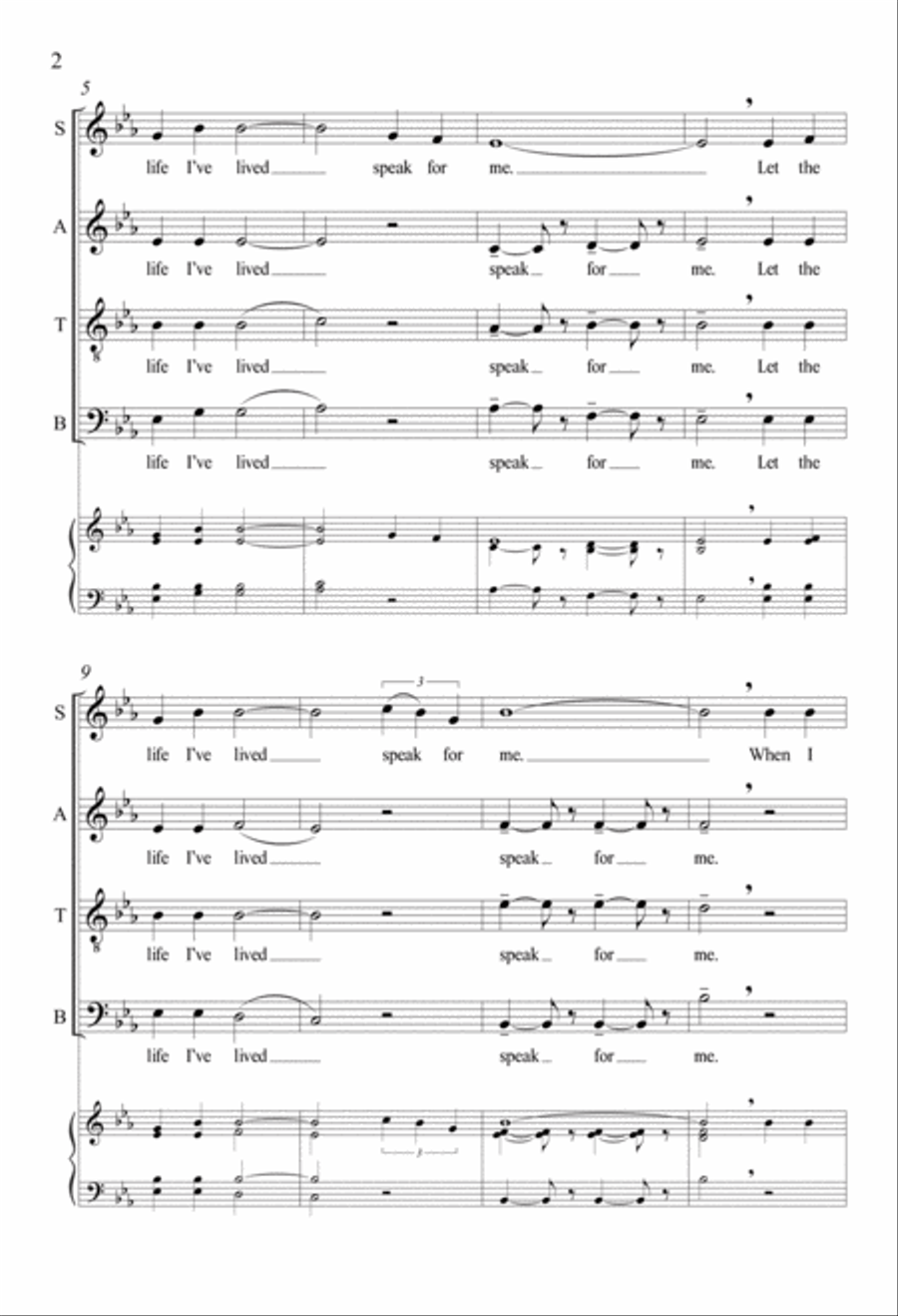 Let the Life I've Lived Speak for Me 4-Part scores gallery preview page 3