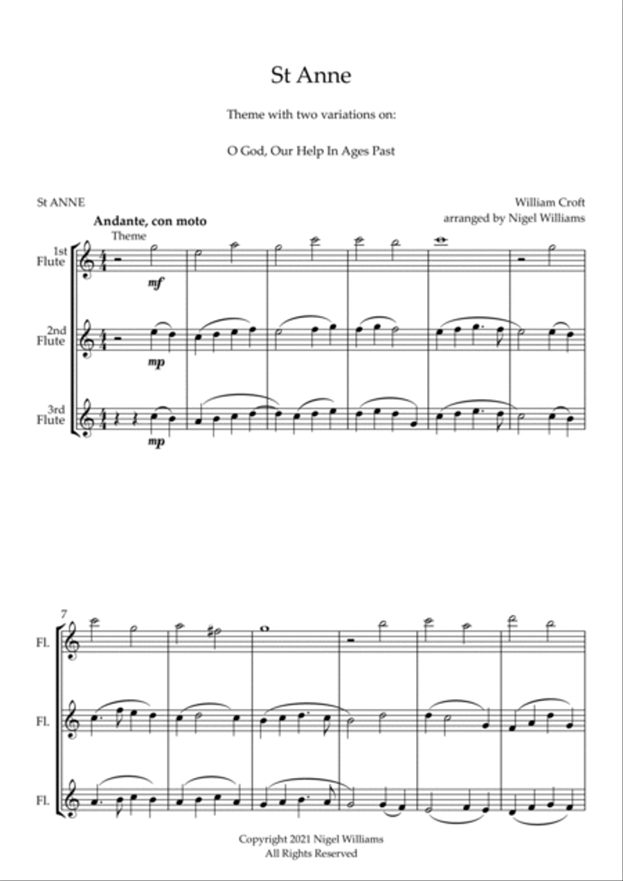 St Anne, (O God, Our Help In Ages Past), for Flute Trio Flute Trio scores gallery preview page 2