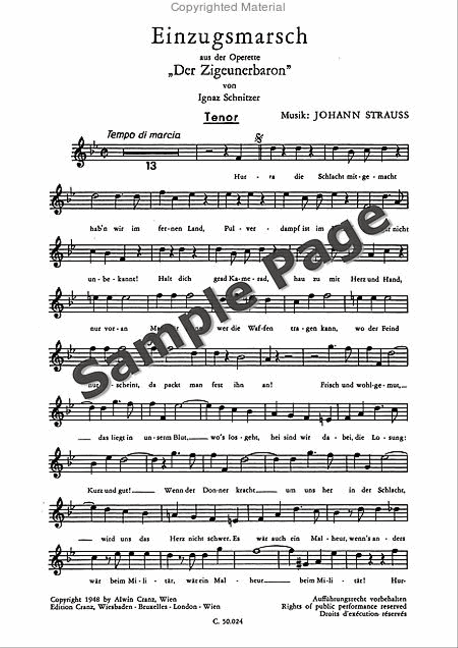 Strauss J Einzugsmarsch A.zigeunerbaron 4-Part scores gallery preview page 2