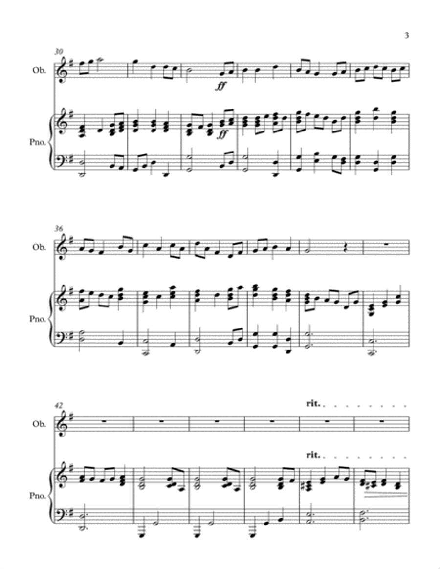A Medley of Favourite Hymns (oboe and piano) Piano scores gallery preview page 3