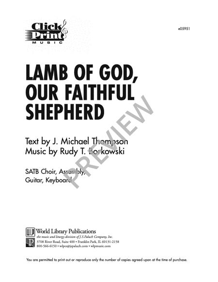 Lamb of God, Our Faithful Shepherd