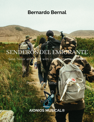 Book cover for Senderos del Emigrante - Solo Tenor and SATB with cuatro accompaniment