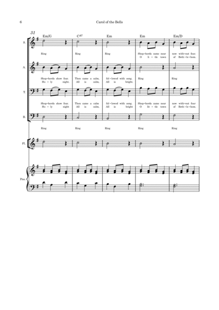 Carol of the Bells (Hear Them Ring) - SATB with optional instruments and piano image number null