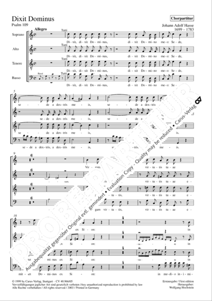 Dixit Dominus (The Lord said unto my Lord) 4-Part scores gallery preview page 2