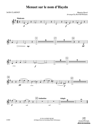 Menuet sur le nom d'Haydn: 3rd B-flat Clarinet