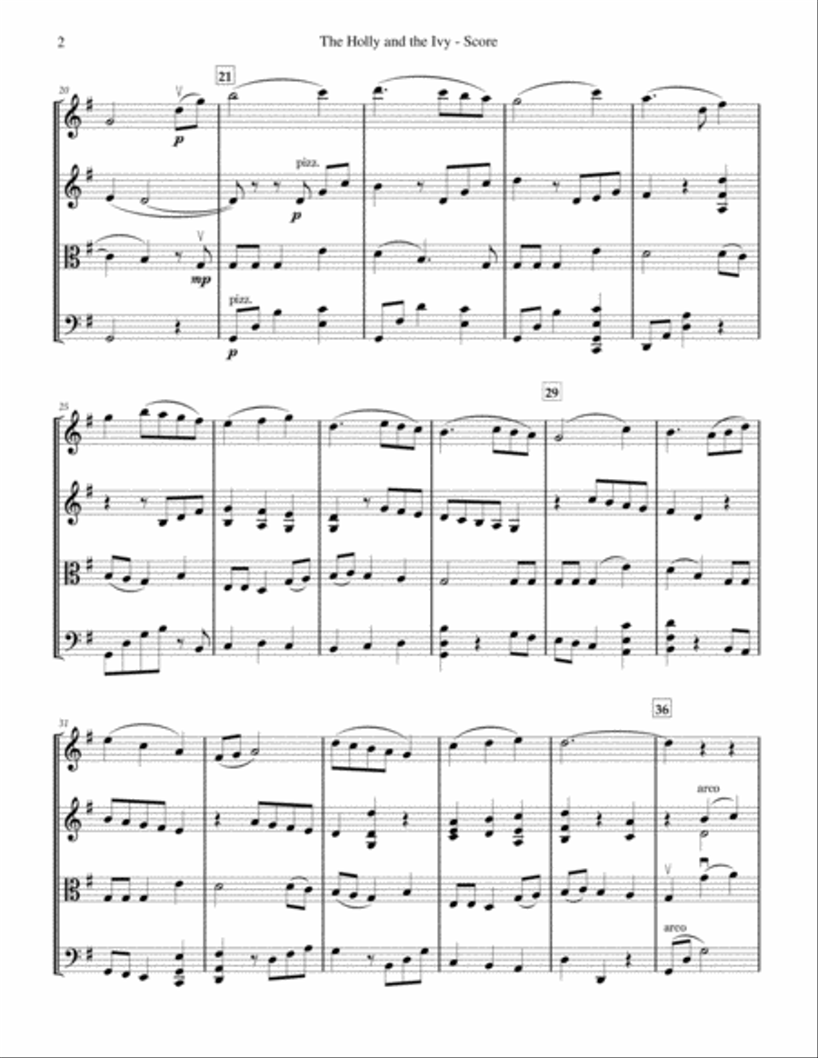 The Holly and the Ivy (string quartet) String Quartet scores gallery preview page 2