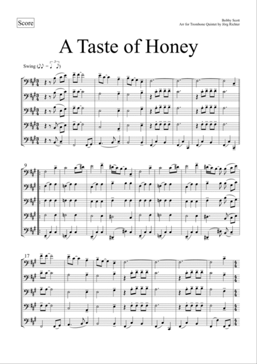 A Taste Of Honey Brass Quintet scores gallery preview page 2