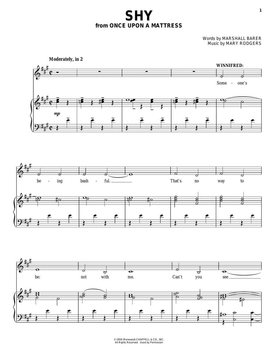 Shy (from Once Upon A Mattress) Mezzo-Soprano Voice scores gallery preview page 1