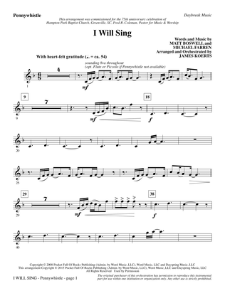 Book cover for I Will Sing - Pennywhistle/Flute