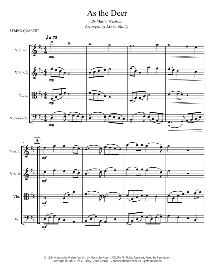 As The Deer String Quartet scores gallery preview page 1
