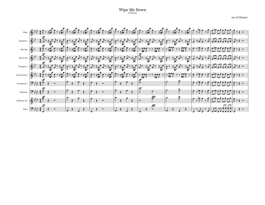 Wipe Me Down Marching Band scores gallery preview page 1