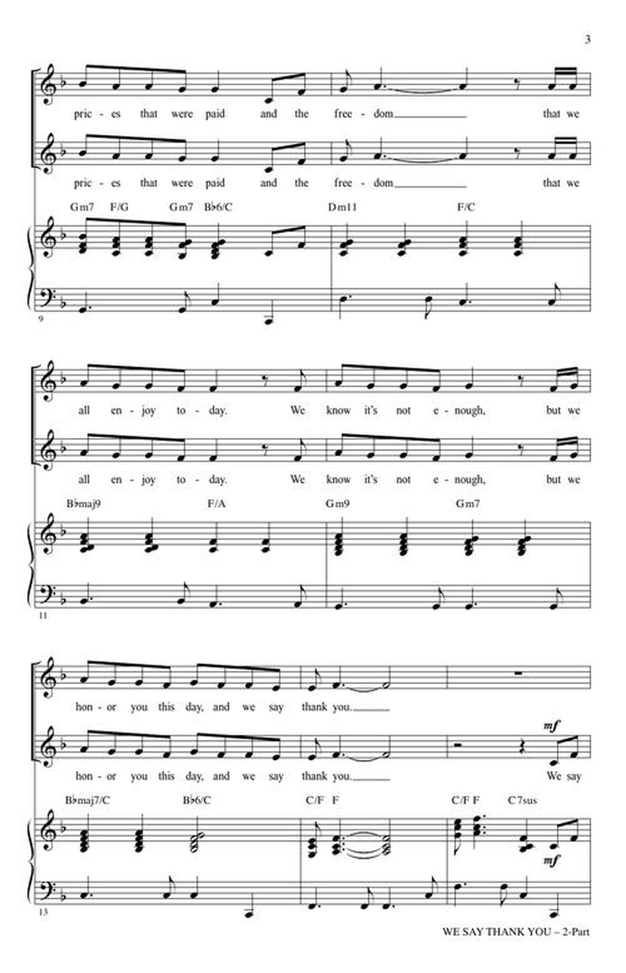 We Say Thank You (A Song for Veterans Day) 2-Part scores gallery preview page 3