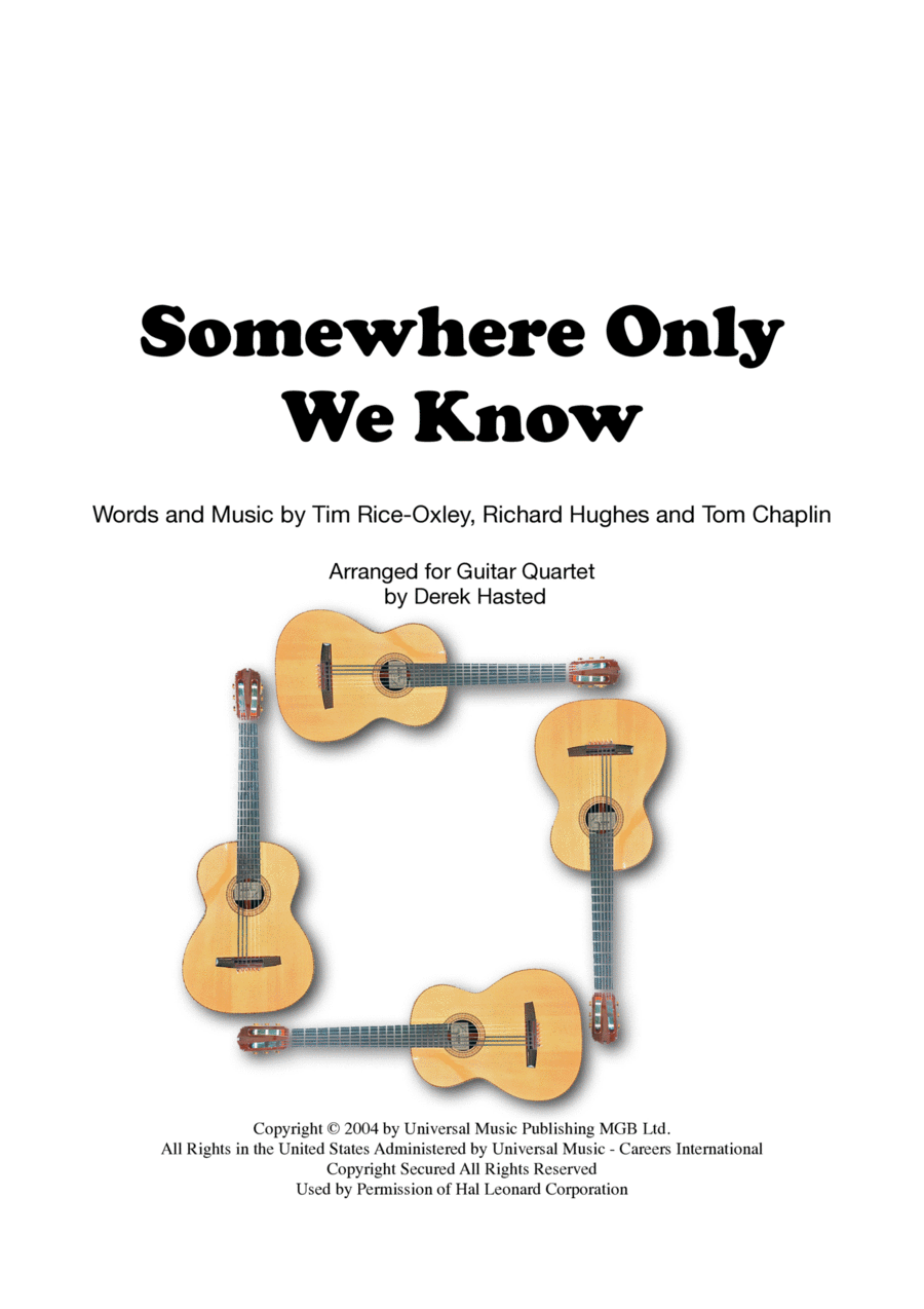 Somewhere Only We Know Guitar Ensemble scores gallery preview page 1