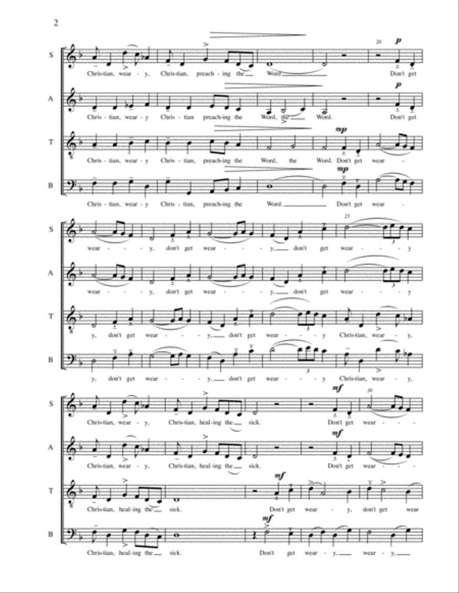 Don't Get Weary 4-Part scores gallery preview page 2