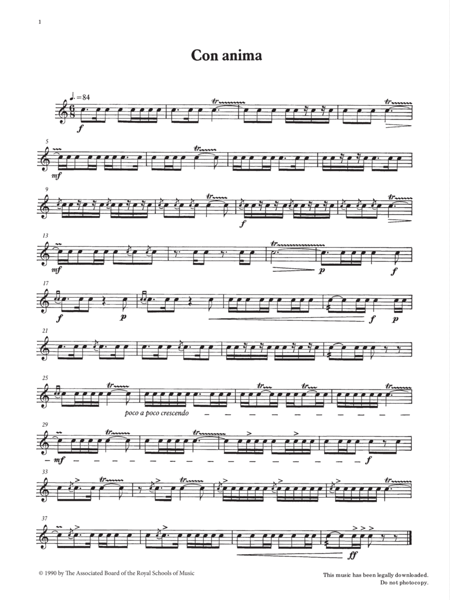 Con anima from Graded Music for Snare Drum, Book III Percussion scores gallery preview page 1