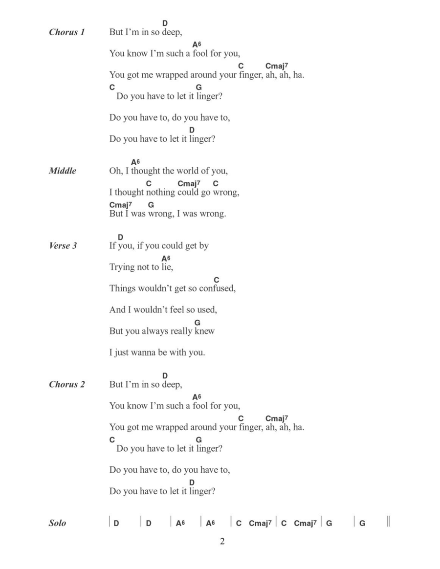 Linger Linger Acoustic Guitar scores gallery preview page 2
